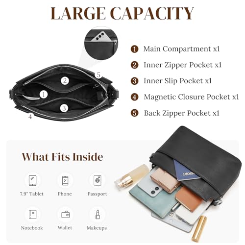 Image of S-ZONE Crossbody Bags for Women Genuine Leather Purses Small Shoulder Bag Designer with Adjustable Strap