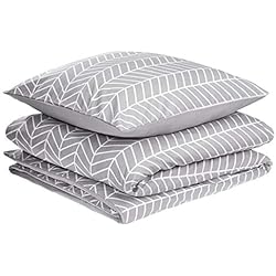 Fundas Para Edredones Amazon Amazon Basics - Juego de fundas de edredón y almohada de microfibra premium (135 x 200 cm / 80 x 80 cm), morado grisáceo chevrón
