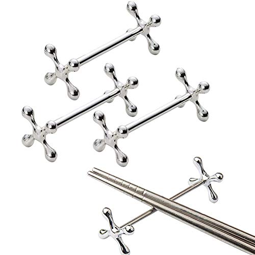Hopbucan 4 StüCk Legierung EssstäBchen StüTze StäNder Gabeln Messer Halter Rack StäNder Metall Tisch Dekoration (Silber)
