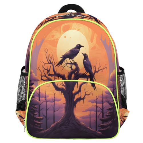 Sac à dos d'école Halloween oiseau pour voyage et loisirs de votre enfant
