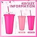Honeydak 30 Pack Tumbler with Straw and Lid Bulk Cups for Gifts Water Bottle Iced Coffee Travel Mug Cup Reusable Plastic Tumblers for Party Birthdays 24-27 oz (Pink and Rose Red Color)