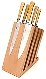 Laguiole en Aubrac Küchenmesser Set Frankreich 5-teilig - Griff Buchsbaum + Messerblock magnetisch Artelegno Venezia 42 Buche
