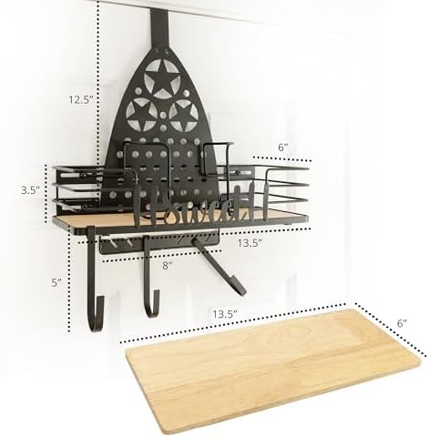 Miniatura 8 de Soporte universal para tabla de planchar de granja, soporte de pared o sobre la puerta, soporte universal para tabla de planchar con soporte de