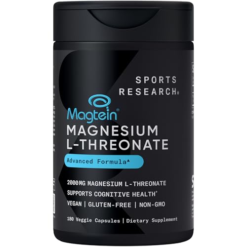 Sports Research Magnesium L-Threonate 2000mg w/Magtein 180 Count