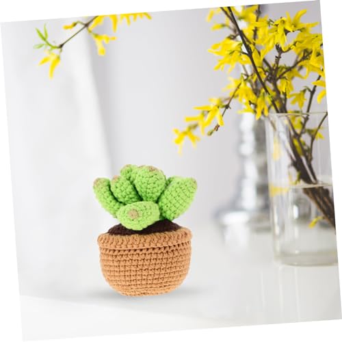 Amosfun Indoor Plants Decor Models Crochet Hook Ornament House Plants Artificial Plants Table Potted Crochet Succulent Potted Crochet Succulent Model Cotton Mini Little Vacation