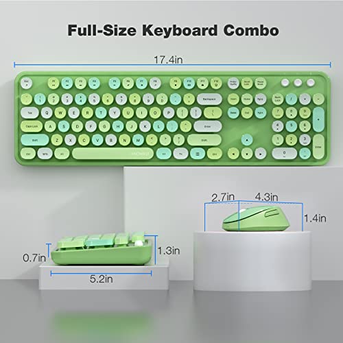 Knowsqt Wireless Keyboard And Mouse Combo, Green 104 Keys Full-Sized 2.4 Ghz Round Keycap Colorful Keyboards, Usb Receiver Plug And Play, For Windows, Mac, Pc, Laptop, Desktop #TOP6