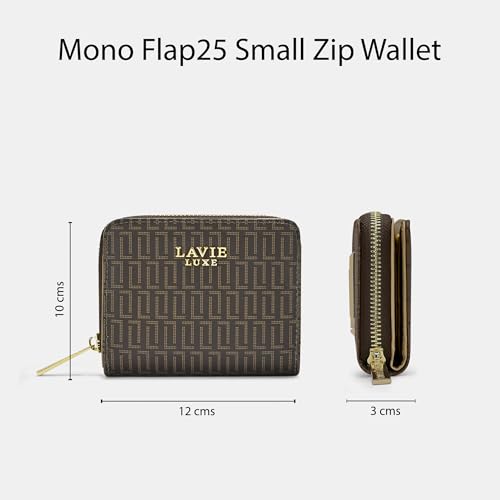 Image of Lavie Luxe Women's Mono Flap25 Small Zip Around Zip Wallet | Gift for Women