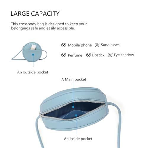 Image of Circle Crossbody Bag for Women NYLON Circle Purse with Zipper Adjustable Knot Shoulder Straps