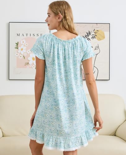 Image of Nanxson Women's Cotton Nightgown Short Sleeve Sleepwear Vintage Nightshirt