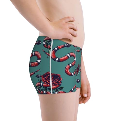 Boys' Cotton Boxer Brief Soft Underwear-Snake And Rose2