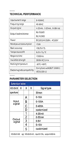 Capteur de courant triphasé ac convertisseur transformateur 0-250a vers 0-20ma - 6