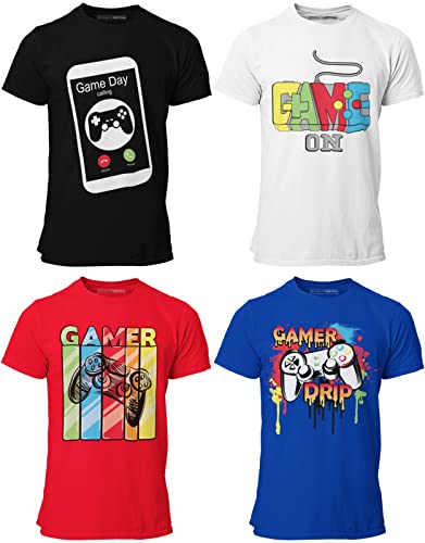 Brooklyn Vertical 4-Pack Boys Short Sleeve Crew Neck T-Shirt With Chest Print | Soft Cotton Sizes 6-20 (Combo D, M-10/12) #TOP25