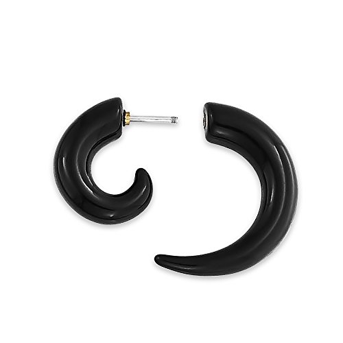Unisex Black Round Swirl Spiral Tribal Fake Faux Ear Plug Taper Resin Surgical Steel Earrings For Men For Teen #TOP2