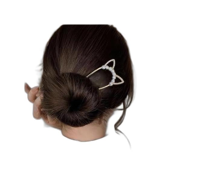 Pearl studded cat ear hair clips(pack of 1) Everyday Designer Fashionable Beautiful Trendy Comfortable Perfect Lightweight Versatile Adjustable Classic Soft Multicolor Durable Seasonal –
