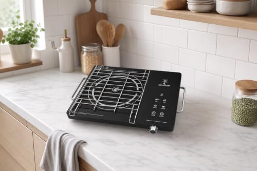 Image of Unicorn Crystal Infrared Cooktop 2200W | Temperature Control | Touch Panel | High Energy Efficient | Strong Handle | Works with ALL Utensils | Compatible with all Cookware (Black)