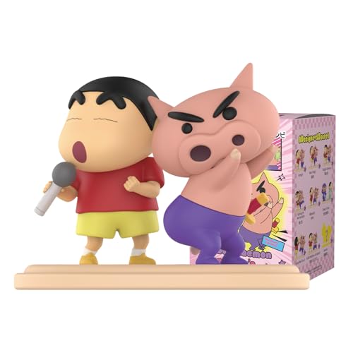 52TOYS Shinchan & Buriburizaemon Kasukabes Ultimate Duo 1PC Blind Box Collectible Toy Kawaii Creative Gift Room Decor Desktop Decoration 3.15 Inch Gift for Birthday Party
