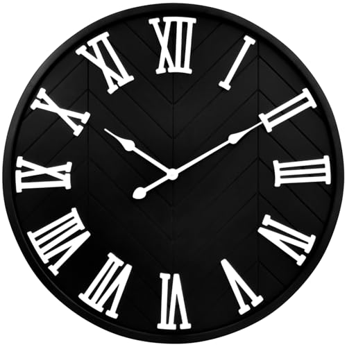 Reloj de pared grande 30 pulgadas estilo farmhouse negro miniatura 3