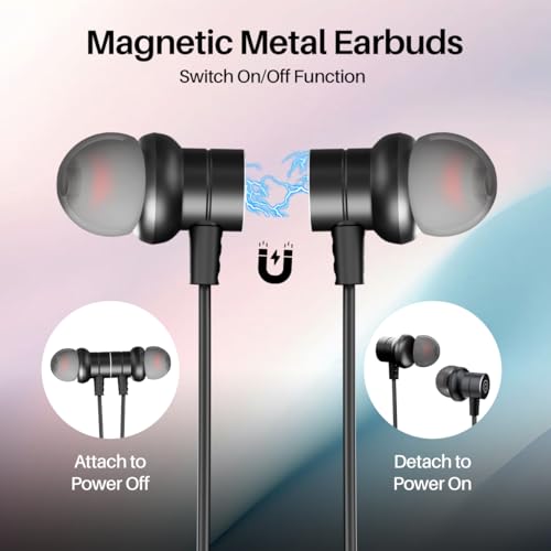 Image of pTron Tangent Buzz w / 50Hrs Playtime, Pristine Sound, Dual-Device Pairing, Bluetooth 5.4 Wireless in-Ear Earphones with Mic, Hall Switch Function, Voice Assistant, Type-C Fast Charging & IPX5 (Black)