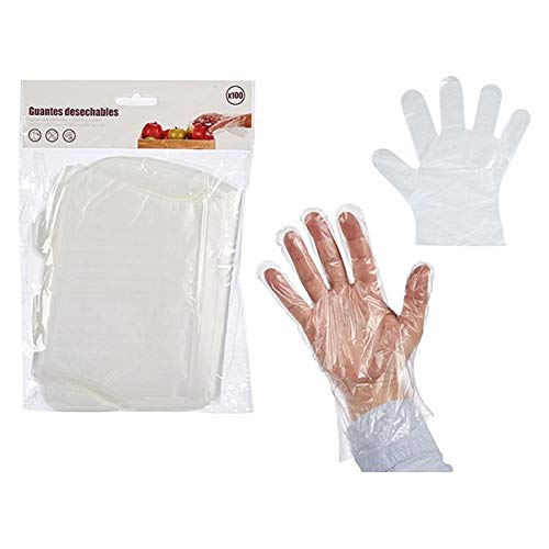 BigBuy Home S3606769 Lot de 100 gants transparents en plastique Cover