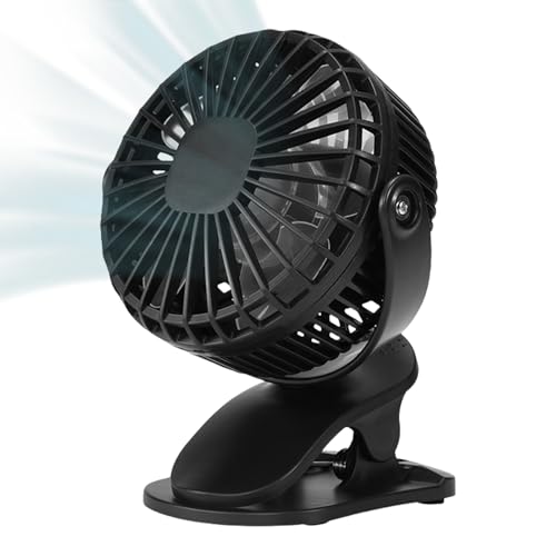 Ventilador (refrigeración silenciosa, ángulo de inclinación ajustable hasta 90°, 3 ajustes de velocidad, montaje en pared, ventilador de mesa, ventilador USB, 1200 mAh), color negro
