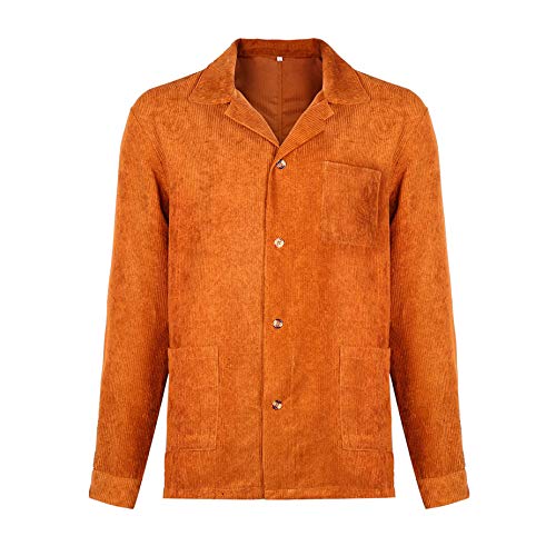 Fanteecy Men's Vintage Button-Front Slim Fit Corduroy Denim Jacket, Lightweight Corduroy Shirt Trucker Jacket Outwear (M, Khaki)