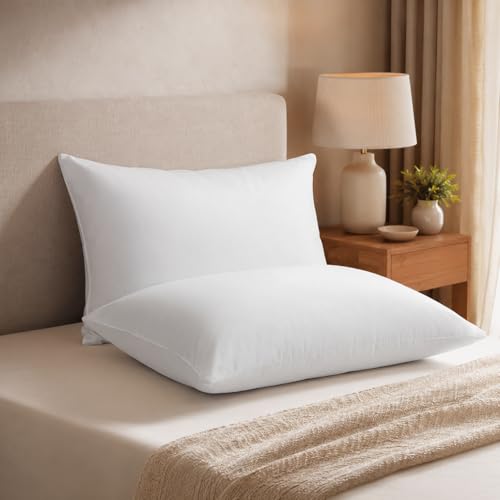Image of Welspun Dream Nest Microfiber Plain White Pillows Set 2 | 16 inch x 24 inch Inches | Super Soft, Breathable & Adjustable Bed Pillows for Sleeping | 90 GSM - White Pillow Set of 2 (40cm x 60cm)