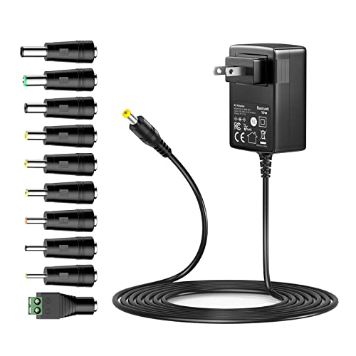 Basicvolt Universal AC Adapter 9V 2A Power Supply Center Positive DC 9 Volt 1.8A 1.5A 1A 0.8A 0.5A 450mA Power Cord Charger for LED Strip Light CCTV Camera Router Modem Toys DVD Speaker