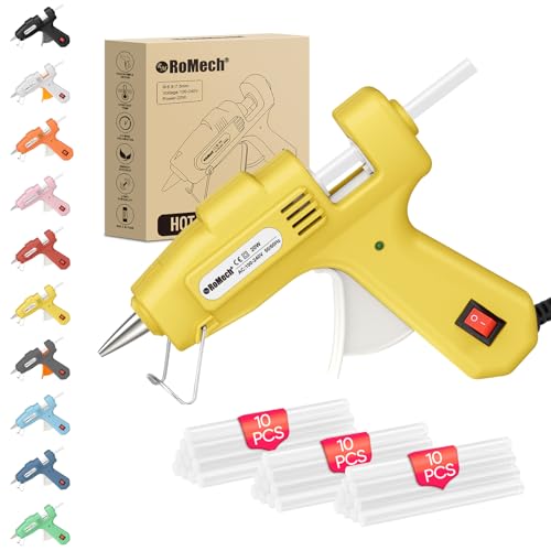 Image of ROMECH 20W Mini Hot Glue Gun with 30 Glue Sticks Set, Fast Preheating Hot Glue Gun Kit Heavy Duty Gluegun for Craft, DIY, Repairs (Yellow)