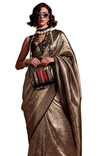 Image of SWORNOF Women's Banarasi silk Saree With Unstitched Blouse Piece