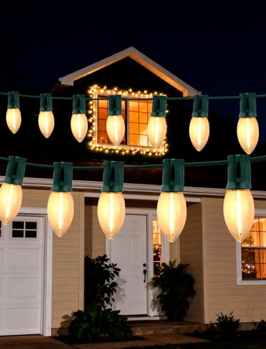 Adirxon (2-Pack) 50FT 50 LED C9 Outdoor Christmas Lights, Waterproof