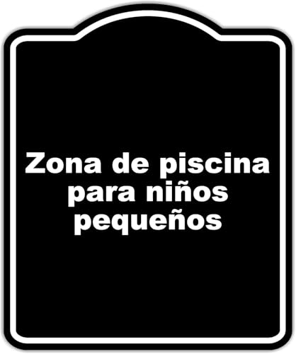 Zona de piscina para niños pequeños BLACK Aluminum Composite Sign 8.5 x 10 inches