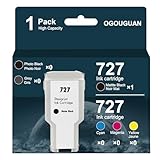 ogouguan cartuccia d'inchiostro compatibile 727 300ml high yield sostituzione per hp designjet t1500 t2500 t2530ps t3500 t920 t930 t930 t1530 postscript stampante (1 nero opaco)