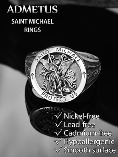 ADMETUS Personalized Patron Saint Rings 925 Sterling Sliver Custom Men's Rings Saint Medal Protection Jewelry for Men, Ring Size 5-15 Catholic Gifts (with Gift Box)4