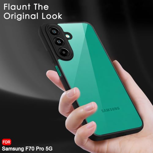 Image of TheGiftKart Hybrid Shockproof Back Cover Case for Samsung Galaxy F70 Pro 5G | Camera Protection Module | Crystal Hard Cover Case for Samsung F70 Pro 5G (PC & TPU, Transparent Clear Back, Black Sides)