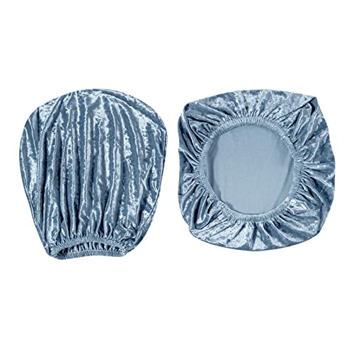 YWJLQH Velvet Executive Chair Slipcovers, Easy-Care Table Seat Pads, Navy Bundle