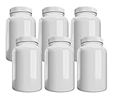 Mountain West Company (6 Pack) White Pill Bottle with Lid, Storage, Plastic Pill Container, 150cc Capacity