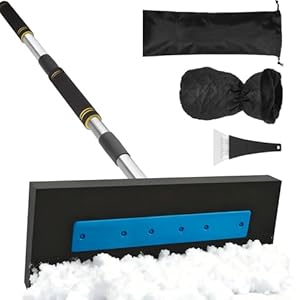 Cepillo de nieve de espuma para automóvil, antiarañazos, 33 a 72 pulgadas, removedor de nieve para autos, raspadores de hielo para parabrisas de automóvil, poste de extensión de empalme de