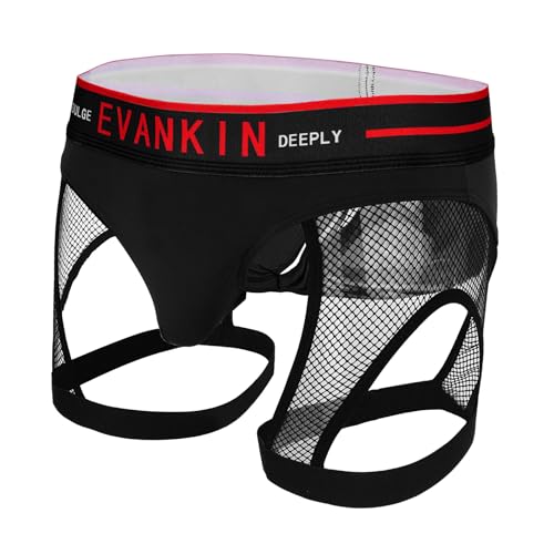 Evankin Mens Sexy Briefs Hollow Out Underwear Assless Jockstrap Leggings Lingerie with Leg Band