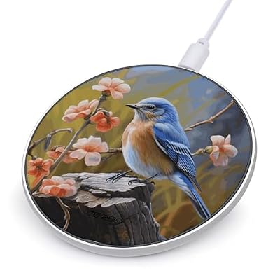 Eastern Bluebird Wireless Charger 10W Portable Fast Wireless Charging Pad Compatible with Phone Slim Charging Station Lightweight Charger Mat Charging Block for Travel Home Office