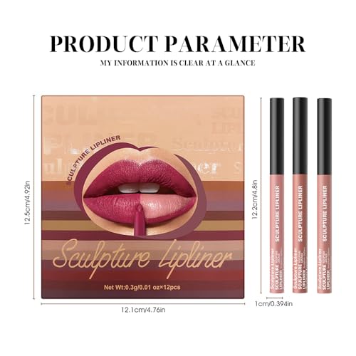 Image of K14 Hxssll 12 Colors Matte Lip Liner Pencil - Long Lasting Waterproof Lip Liner, Smudge Proof Transfer Proof Lip Pencil, High Pigment Lip Makeup for Defining & Filling Lips (A1-set:01+02+08, 3PCS)