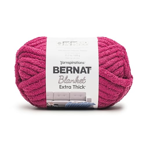 Image of Bernat Blanket Extra Thick Fuchsia Yarn - 1 Pack of 21.12oz /598.74g - 100% Polyester - #7 Jumbo - 72 Yards - Chunky Yarn for Hand Knitting, Crocheting, Crafts & Amigurumi