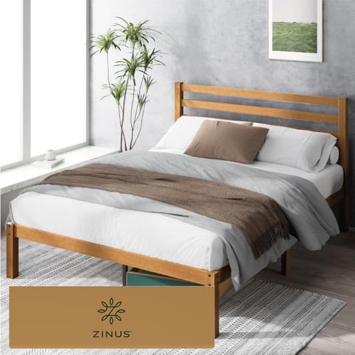 La Mejor Selección de Bases de Cama de Madera los preferidos por los clientes. 46 Zinus Leah | Base de Cama Matrimonial de Bambú Resistente con Cabecera con Soporte de Listones de Madera y de Fácil Montaje | Garantía de 5 Años