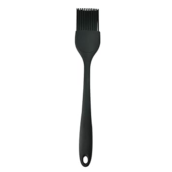 Waterstone Premium Food-Grade Silicone Brush, Black, Stainless Steel Core, High Holding Capacity for all kinds of Sauces, Glazes, Butter, Oils and Marinades, Smooth and Even Coverage, Basting Brush for BBQ/Grilling, Tandoor, Cooking, Baking