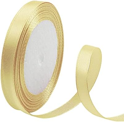 23m Gold Satin Ribbon 10mm for Crafting,Fabric Double Sided Ribbon Balloon Ribbon Cake Ribbon Thick Gold Ribbon for Gift Wrapping,Xmas,Wedding,Hair Bows Making,Cake Birthday Party Decorations