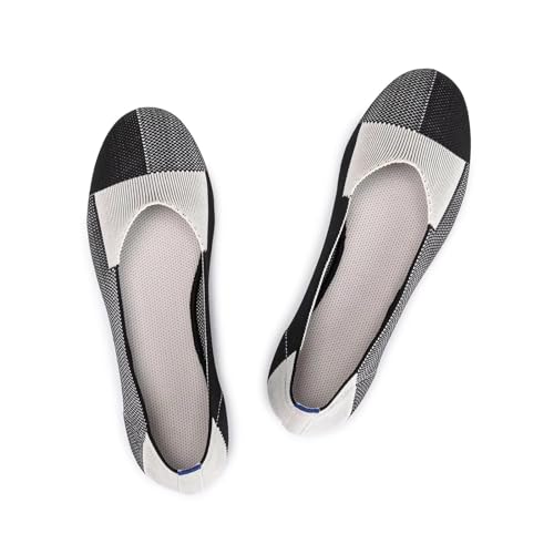 Image of Frank Mully Women's Ballet Flat Shoes Knit Dress Shoes Round Toe Slip On Ballerina Flats for Woman Low Wedge Comfort Soft