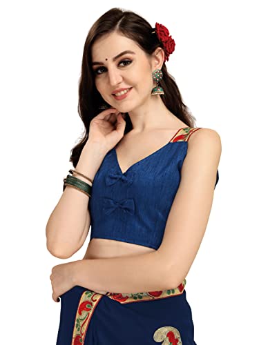 Image of EthnicJunction Women's Embroidered work Georgette Saree With Unstitched Blouse Piece