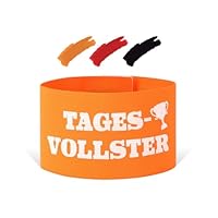 jiawaggag KapitänsbindeTagesvollster Armbinde mit Klett 35 * 7cm Armbinde Klettverschluss für Geburtstag Vereinsfeier Karneval Junggessellenabschiede (Parteien, Orange)