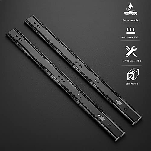 Image of Ravinte 12 Inch Soft Close Drawer Slides 2 Pairs 4 Pack Black Full Extension Ball Bearing Drawer Glide Side Mount