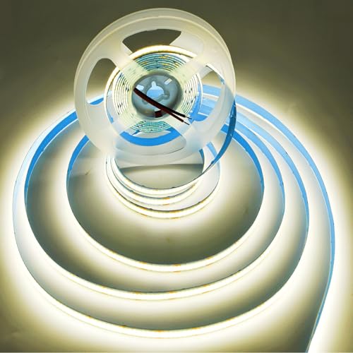Image of COB Strip Lights,DC12V 16.4ft /5m Super Bright Dimmable 48000LM LED Light Strips, Non-Waterproof 2400 LEDs Ribbon Light, More Evener Lighting Than SMD Strip Lights (Natural White 4500K)
