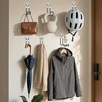 GPANDAG 10 Pack Coat Hooks, No-Drill Towel Hooks for Bathrooms, Cute Panda Wall Hooks for Girls Boys Towel Robe Clothes, Mountable on Bathroom Walls, Kitchen, Glass, Mirrors, Tile and Smooth Surfaces